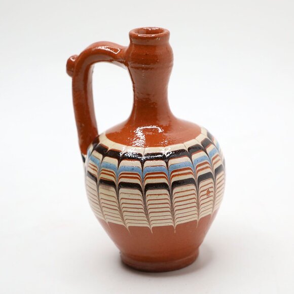 Vintage Handmade Bulgarian Troyan Ceramic Mini Vase Pottery Jug Painted - Picture 7 of 7